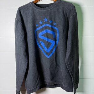 ROYCE BRAND Comfy Cord Crewneck XL Oversized Pullover 100% Cotton Black